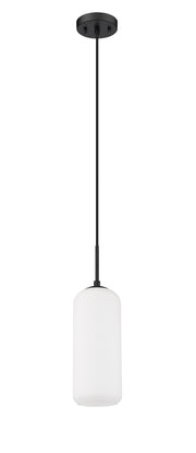 Monty 1 Light 5.25" Pendant, 17" Tall in Matte Black