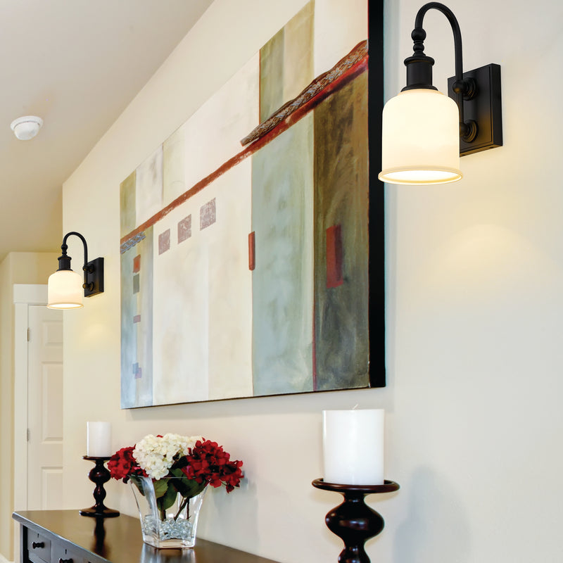 Bryant 1 Light 5.5" Wall Sconce in Matte Black in a room setting