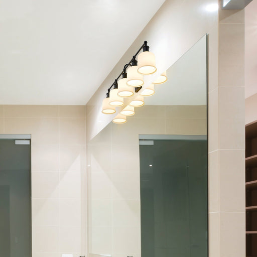 Bryant 5 Light 40.5" Vanity in Matte Black in a room setting