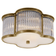 Basil Small 2-Light Flush Mount in Natural Brass and Clear Glass Rods