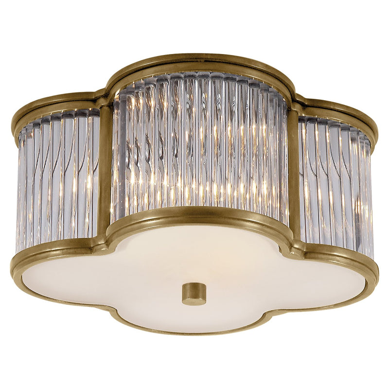 Basil Small 2-Light Flush Mount in Natural Brass and Clear Glass Rods
