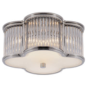 Basil Two Light Flush Mount in Polished Nickel with Clear Glass