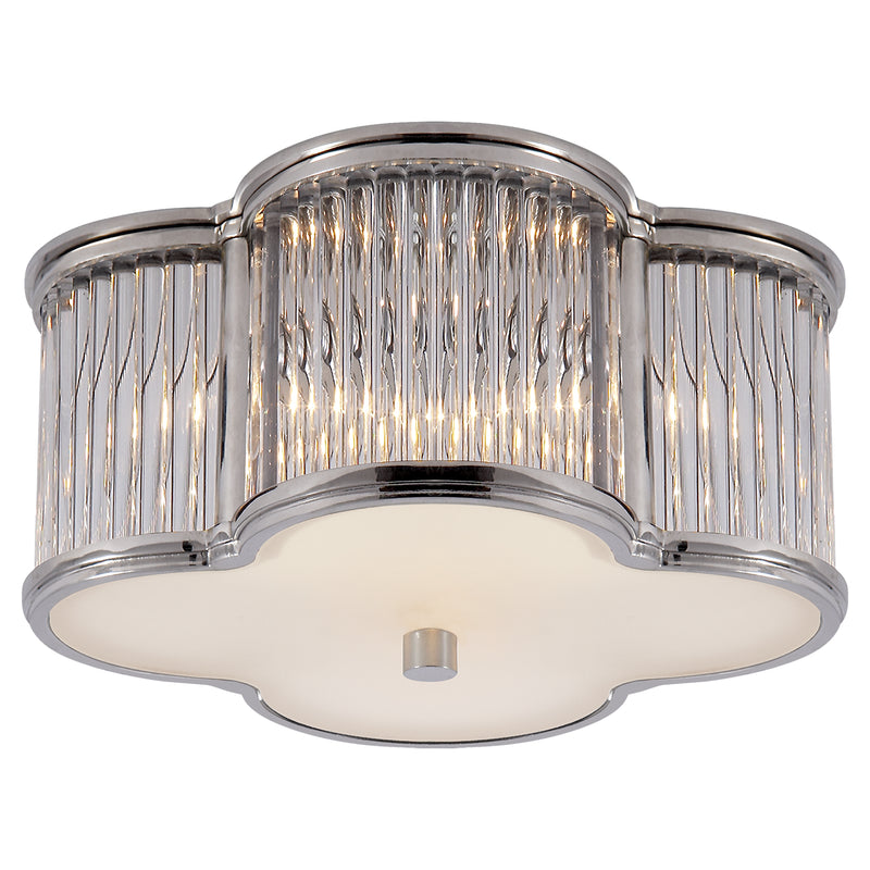 Basil Two Light Flush Mount in Polished Nickel with Clear Glass