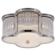 Basil Small 2-Light Flush Mount in Polished Nickel and Clear Glass Rods