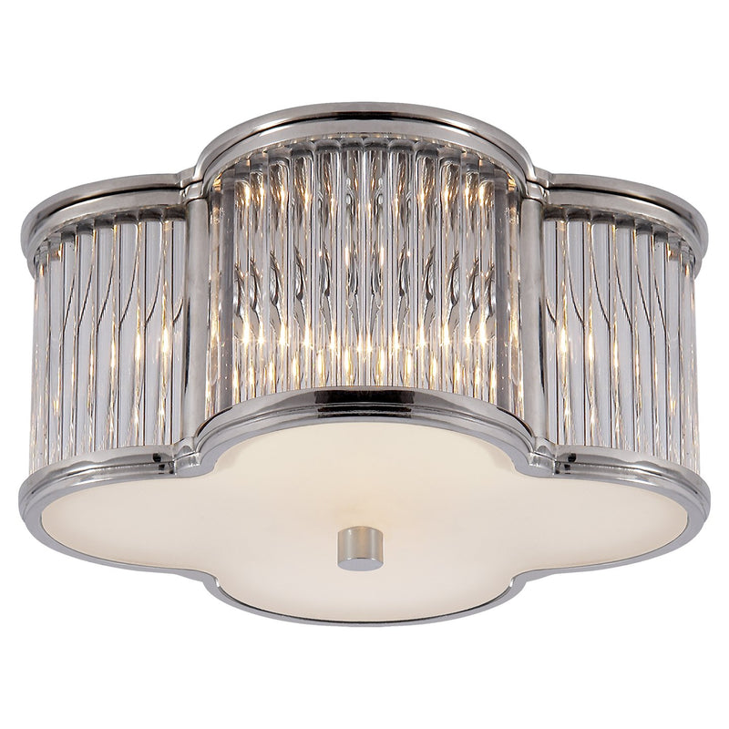 Basil Small 2-Light Flush Mount in Polished Nickel and Clear Glass Rods