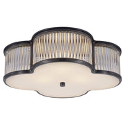 Basil Three Light Flush Mount in Gun Metal with Clear Glass