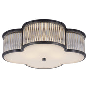 Basil 17" 3-Light Flush Mount in Gun Metal and Clear Glass Rods