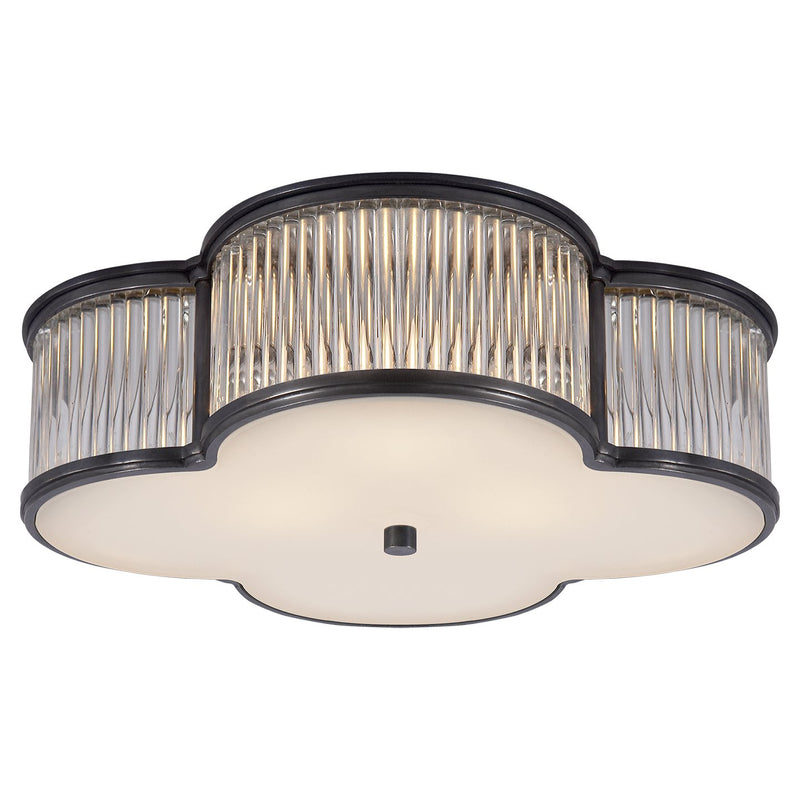 Basil 17" 3-Light Flush Mount in Gun Metal and Clear Glass Rods