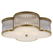 Basil 17" 3-Light Flush Mount in Natural Brass and Clear Glass Rods