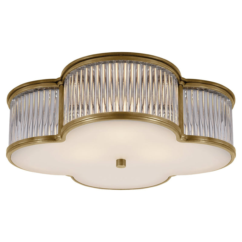 Basil 17" 3-Light Flush Mount in Natural Brass and Clear Glass Rods