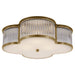 Basil Three Light Flush Mount in Natural Brass with Clear Glass