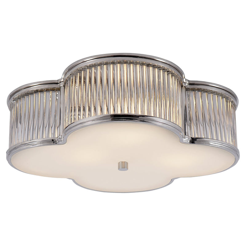 Basil 17" 3-Light Flush Mount in Polished Nickel and Clear Glass Rods