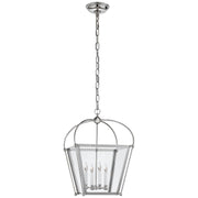 Riverside Small Square 4-Light Lantern Pendant in Polished Nickel