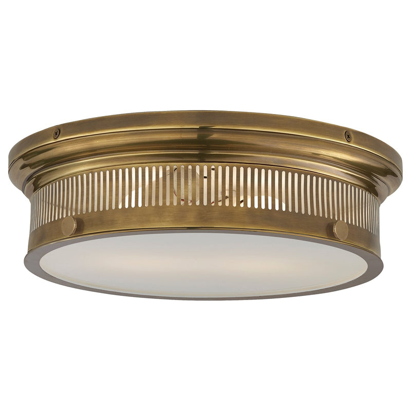 Alderly 16" 2-Light Outdoor Flush Mount in Antique-Burnished Brass