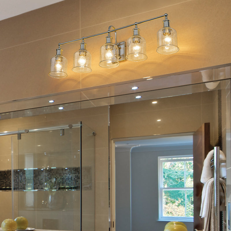 Bryant 5 Light 40.5" Vanity in Brushed Nickel in a room setting