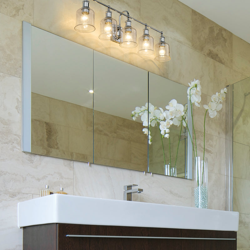 Bryant 5 Light 40.5" Vanity in Chrome in a room setting