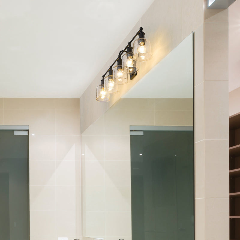Bryant 5 Light 40.5" Vanity in Matte Black in a room setting