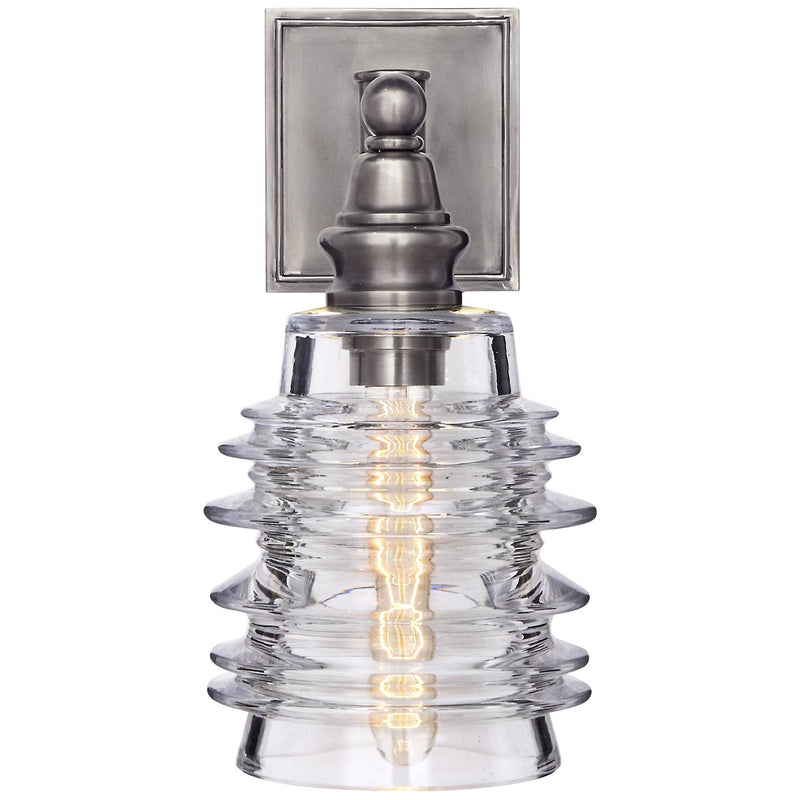 Covington Ribbed Glass Wall Sconce in Antique Nickel