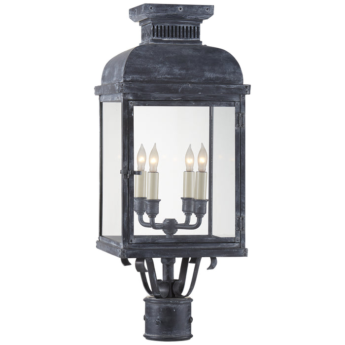 Suffork Four Light Post Lantern in Weathered Zinc