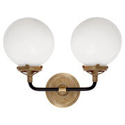 Bistro Double Curved 2-Light Bath Vanity Light in Hand-Rubbed Antique Brass and Black