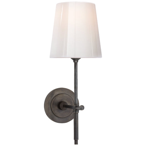 Bryant 14.5" White Glass Bath Sconce in Bronze