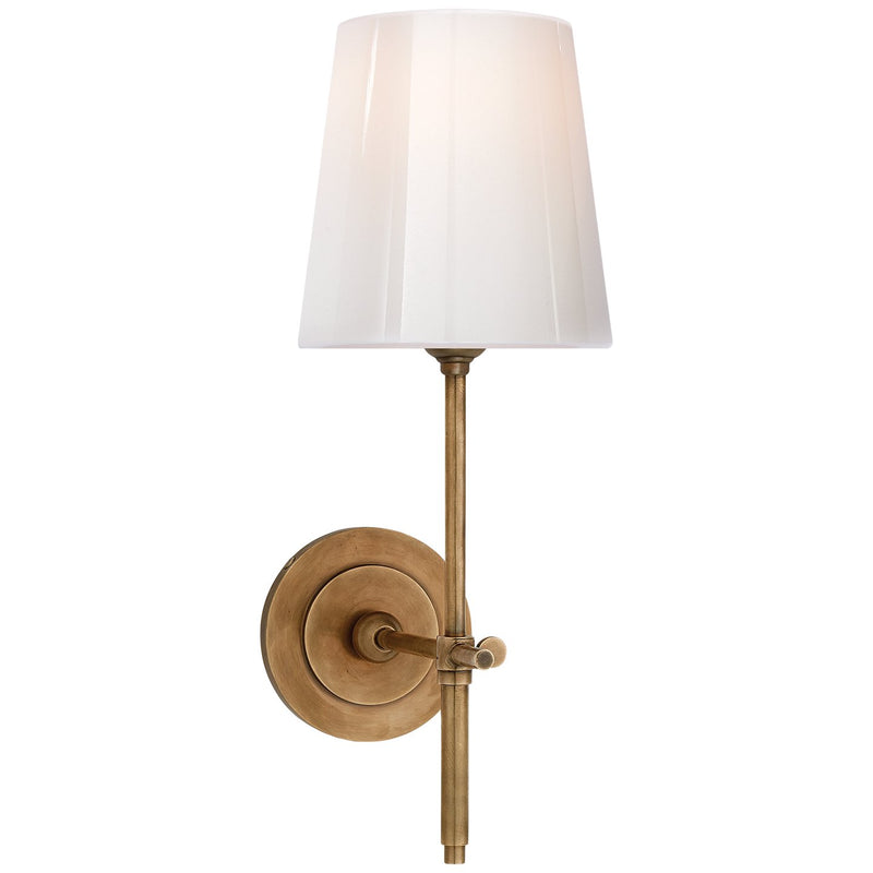 Bryant 14.5" White Glass Bath Sconce in Hand-Rubbed Antique Brass