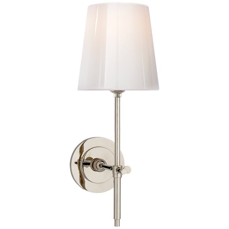 Bryant 14.5" White Glass Bath Sconce in Polished Nickel