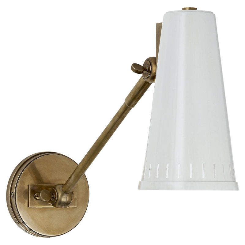 Antonio Adjustable One Arm Swing Arm Wall Lamp in Hand-Rubbed Antique Brass