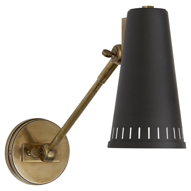 Antonio Adjustable One Arm Swing Arm Wall Lamp in Hand-Rubbed Antique Brass