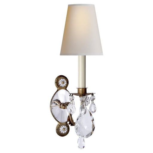 Yves Crystal Wall Sconce in Gilded Iron and Crystal