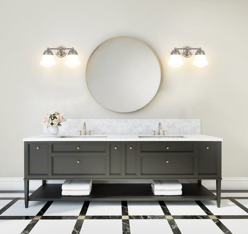 Vaughn 2 Light 15.5" Vanity in Brushed Nickel in a room setting