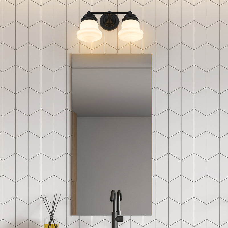 Vaughn 2 Light 15.5" Vanity in Matte Black in a room setting