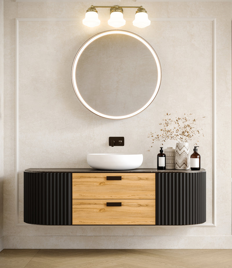 Vaughn 3 Light 22.5" Vanity in Luxe Gold in a room setting