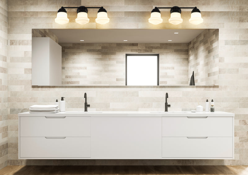 Vaughn 3 Light 22.5" Vanity in Matte Black in a room setting
