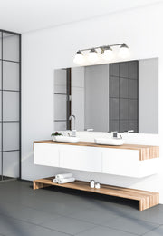 Vaughn 4 Light 31.5" Vanity in Chrome in a room setting