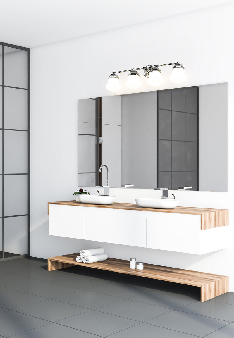 Vaughn 4 Light 31.5" Vanity in Chrome in a room setting