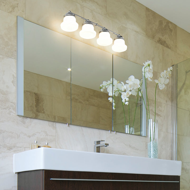 Vaughn 4 Light 31.5" Vanity in Chrome in a room setting