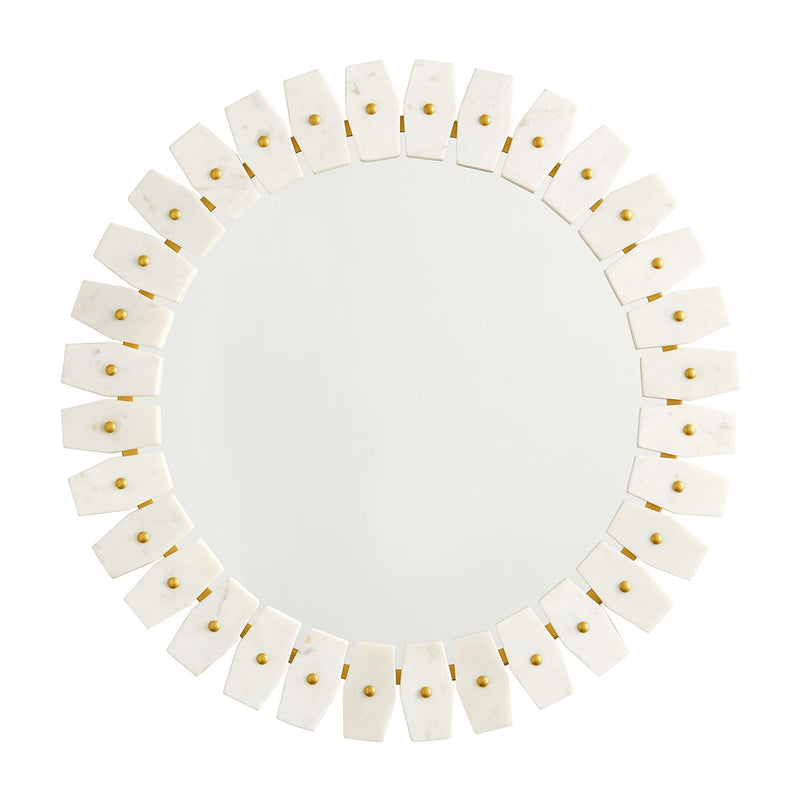 Round Marble Frame Mirror in Marble and Brass