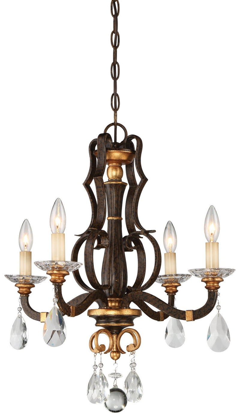 Chateau Nobles 4-Light Mini Chandelier in Raven Bronze w/Sunburst Gold H