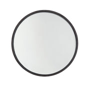 Round Wood and Metal Frame Mirror in Carbon Grey and Iron Silk