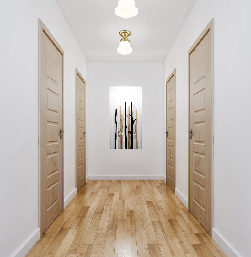 Vaughn 1 Light 6" Flush Mount in Luxe Gold in a room setting