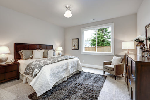 Vaughn 1 Light 10.5" Flush Mount in Brushed Nickel in a room setting