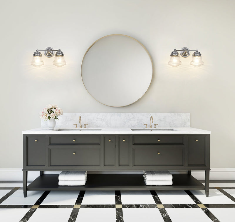 Vaughn 2 Light 15.5" Vanity in Brushed Nickel in a room setting