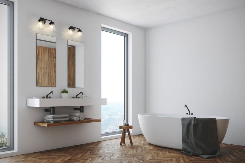 Vaughn 2 Light 15.5" Vanity in Matte Black in a room setting