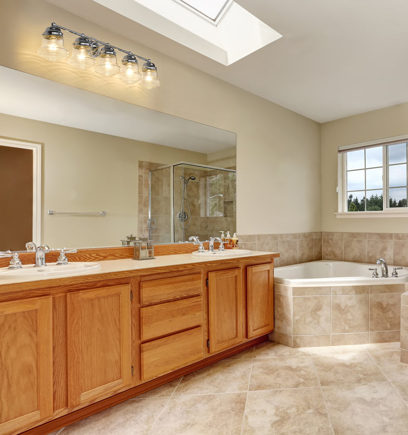 Vaughn 5 Light 40.75" Vanity in Chrome in a room setting