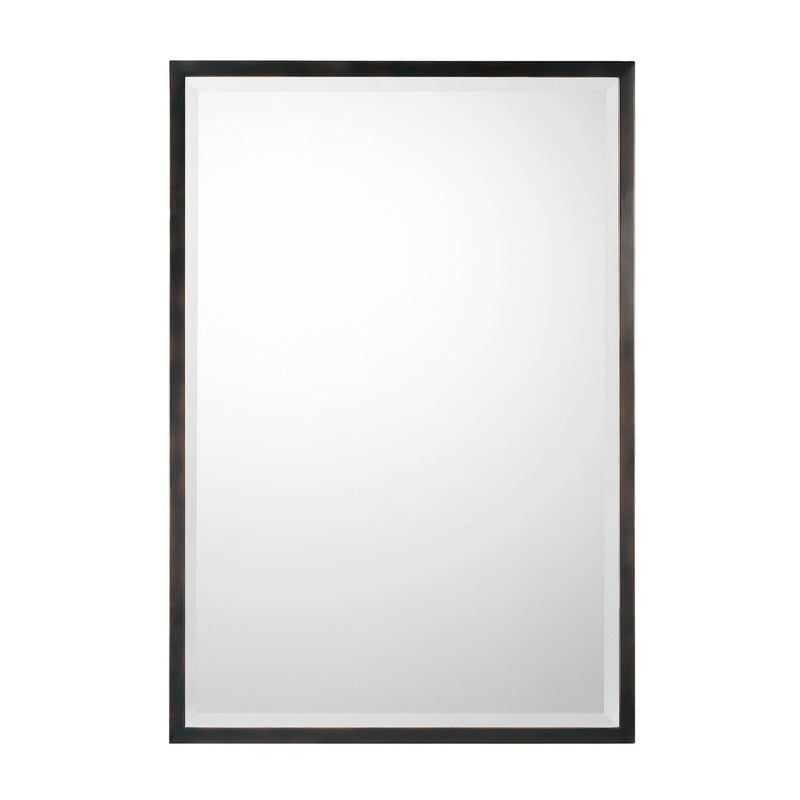 Beveled Rectangle Mirror in Matte Black