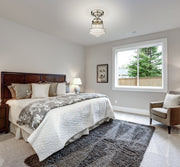 Vaughn 1 Light 10.5" Flush Mount in Brushed Nickel in a room setting