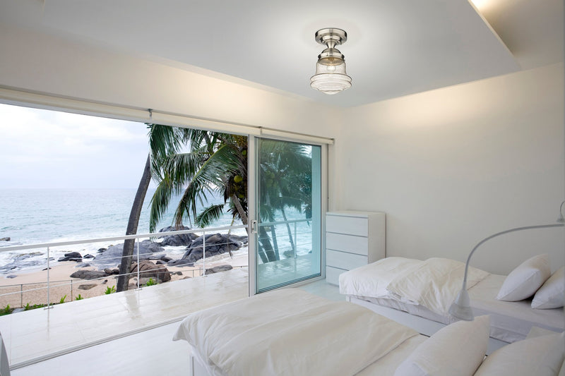 Vaughn 1 Light 10.5" Flush Mount in Brushed Nickel in a room setting