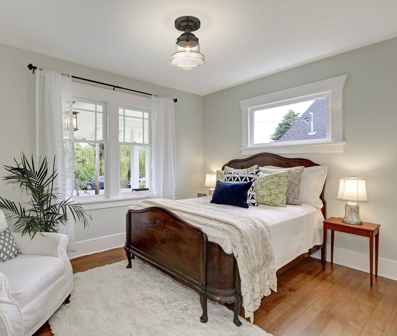 Vaughn 1 Light 10.5" Flush Mount in Bronze in a room setting