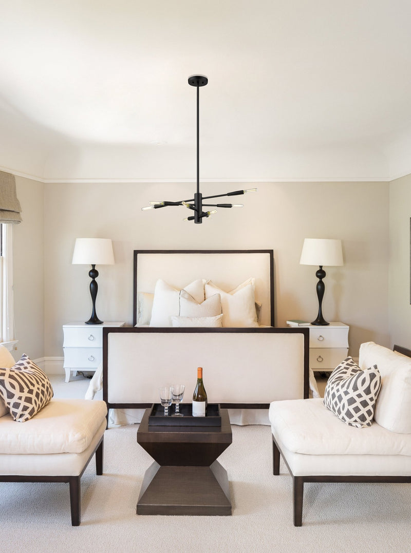 Ascension 8 Light 16" Chandelier in Matte Black in a room setting